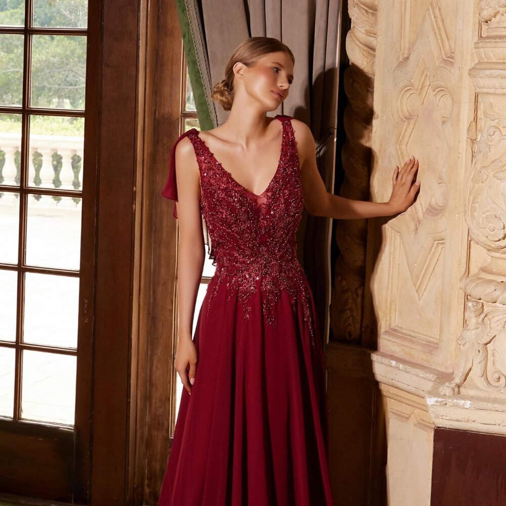 NEW FORMAL A-LINE SLEEVELESS MOB DRESS W/ OVERLAY STRAPS & SEQUINS NX MJ132
